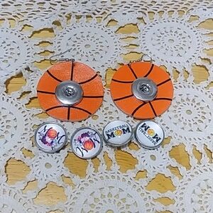 Snap Jewelry - Basketball Mom Snap Buttons with snap earrings